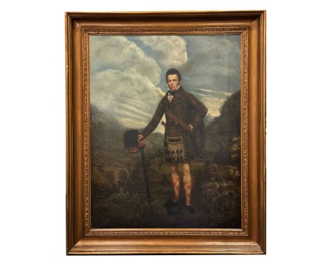 Provincial School, Mid-Late 19th Century "Portrait of a young man in Highland dress" oil on canvas, inscribed to reverse "Per