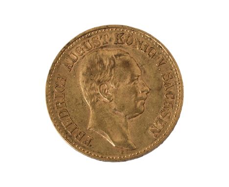 Germany. Saxony Frederick Augustus IIi gold 20 mark 1905 EDresden mint, bare head facing right rev crowned imperial eagle dia