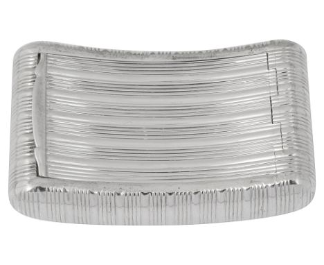 A George III silver snuff boxBirmingham, 1812, John Shawof curved rectangular form with reeded decoration, the lid flush hing