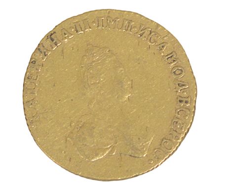 Russia. Catherine II "The Great" (1762-1796) gold 1 rouble, 1779draped bust facing right rev crowned monogramdiameter 15mm., 