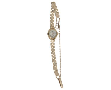 A lady's 9ct gold wristwatch by Tressacircular brushed dial, with raised Arabic and baton numerals, numbered '15875', with ar