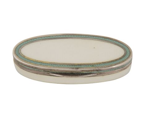 An Austrian silver-gilt and enamel pill box c.1900Vienna, stamped G.A.S for Georg Adam Scheid oval from, decorated with pearl
