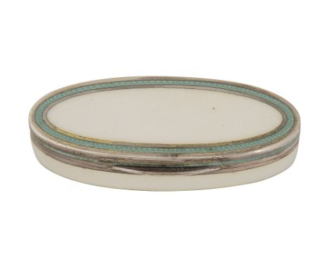 An Austrian silver-gilt and enamel pill box c.1900Vienna, stamped G.A.S for Georg Adam Scheid oval from, decorated with pearl