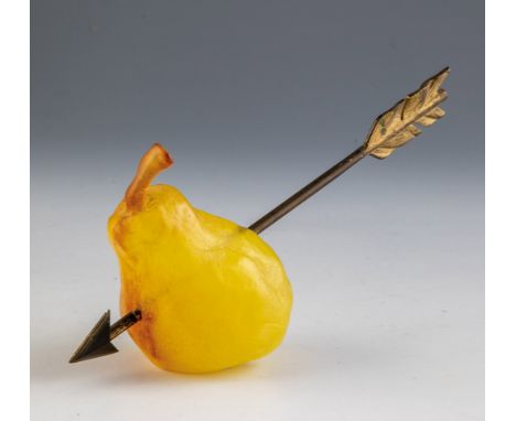 ''The Lost Arrow of William Tell'' Hilton McConnico (Entwurf), Cristallerie Daum Pâte de verre in Farblos, Gelb und Braun, fo
