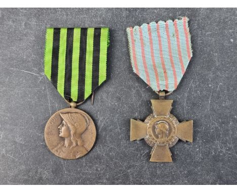 Medals: a Franco-Prussian War Medal 1870-1, 1st 'Ordnance' type'; together with a French WWII Combatants Cross. (2) 