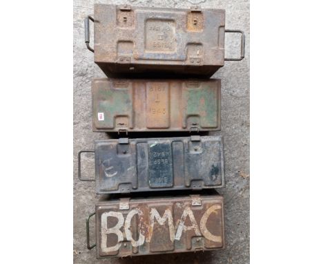 Three WWII ammunition boxes, for 2in mortar bombs, and another for 3in mortar bombs. (4)