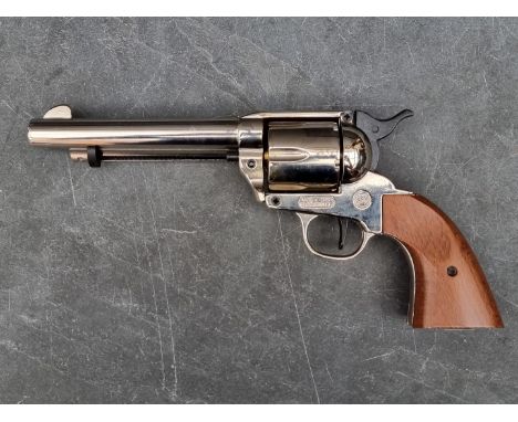 A Colt 'Single Action Army' nickel plated blank firing 9mm revolver,&nbsp;Made in Italy. (VCR act applies)