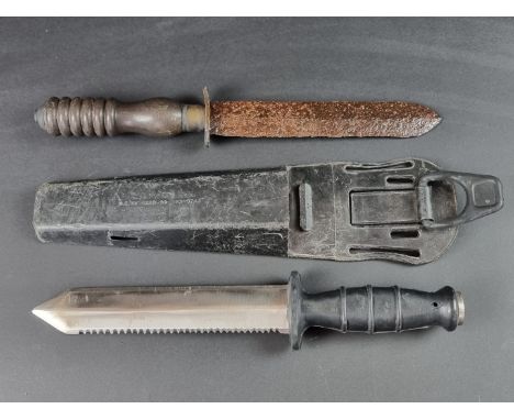 A diver's knife, by Siebe Gorman, fourth style, (relic condition); together with a Royal Navy diver's knife, by John Nowill &