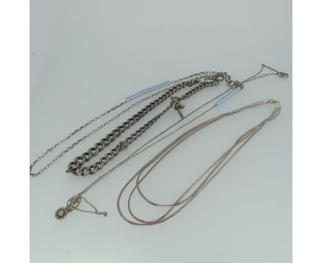 A graduated silver Watch Chain, each link individually marked, with T-Bar and clip, together with a quantity of other silver 