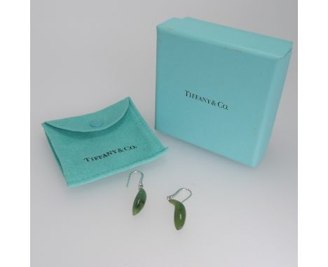 Tiffany &amp; Co;, A pair of Frank Gehry 'fish' design jade Earrings,&nbsp;marked on the hook fittings, 2cm long, complete wi