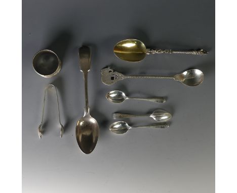 A Victorian silver gilt 'Apostle' Spoon, by George Fox, hallmarked London 1862, 17cm long, together with a silver napkin ring