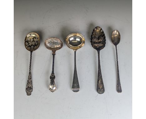 A George II silver Old English pattern Table Spoon, probably by Elizabeth Oldfield , hallmarked Londonm 1754, with later 'Ber