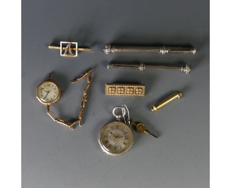 A silver Propelling Pencil, by Sampson Mordan, together with a small gold plated retractable pencil, also Sampson Mordan, a C