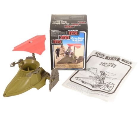 Star Wars - an original vintage 1983 Palitoy made mini-rig action figure playset ' One-Man Sail Skiff Vehicle '. 100% complet