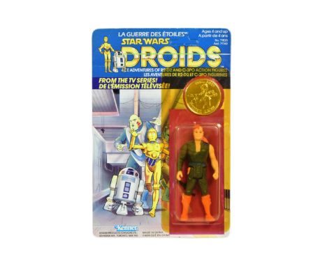 Star Wars - Droids - an original vintage 1985 French-Canadian variant MOC carded action figure ' Thall Joben '. Bubble factor