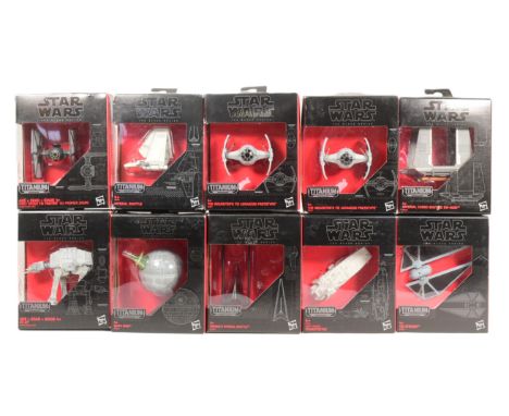 Star Wars - a collection of x10 Hasbro made The Black Series 'Titanium Series' miniature diecast model Star Wars vehicles / s