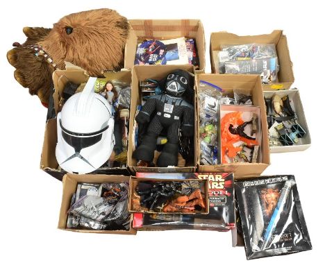 Star Wars - a large collection of assorted Star Wars merchandise and memorabilia to include: Clone Trooper helmet, plush Dart