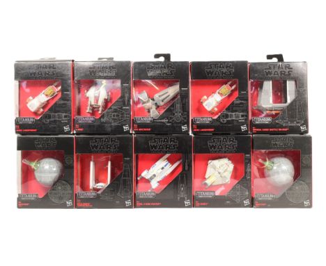 Star Wars - a collection of x10 Hasbro made The Black Series 'Titanium Series' miniature diecast model Star Wars vehicles / s