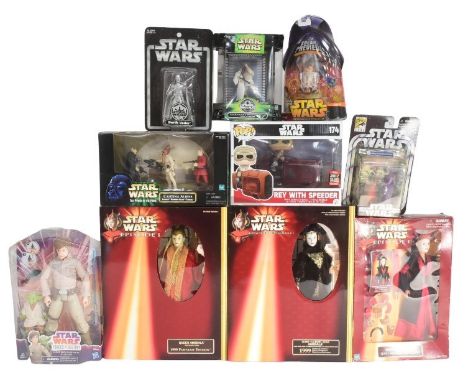 Star Wars - a collection of assorted boxed / carded action figures by Hasbro. Includes: Episode I 1999 Queen Amidala Portrait