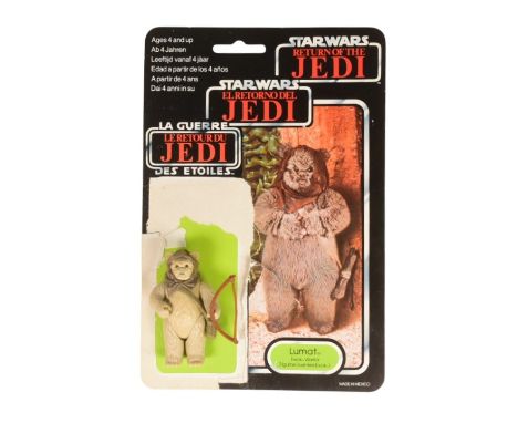 Star Wars - an original vintage 1984 Palitoy made Last 17 action figure ' Lumat - Ewok Warrior'. 100% complete, with original