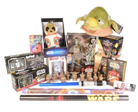 Star Wars - a collection of assorted Star Wars merchandise and memorabilia to include: boxed 12" scale Hasbro Electronic Talk