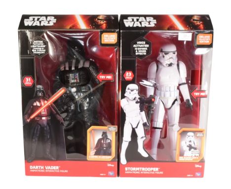 Star Wars - x2 Think Way made large scale Star Wars 'Animatronic Interactive Figure' action figures - Stormtrooper and Darth 