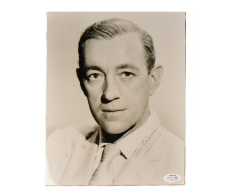 Sir Alec Guinness (1914-2000) - Ealing Comedies &amp; Star Wars - scarce autographed 8x10" black photograph of Guinness in a 