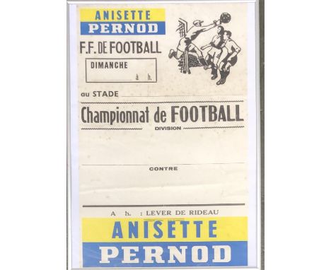 A vintage Anisette Pernod 'Championnat de Football' blank French football poster, 58x38cm 