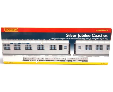 A Hornby OO Gauge Silver Jubilee Coach Pack, comprising two first class coaches and a third class brake coach, R4168, boxed 