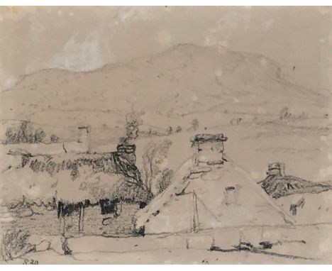 Sir Edwin Henry Landseer RA (1802-1873), pencil sketch, a view over rooftops looking to a hill, 9x11.5cmProvenance: Sold in L