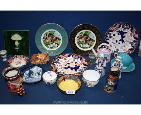 A china nodding head lady and gent a/f miscellaneous plates and trinket dishes and bowls, a booths egg cup, a Aynsley cup and