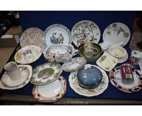 A quantity of china to include; Masons 'Koro' plate, Royal Doulton 'Stratford' plate, Copeland Spode tea plates, cake plates,