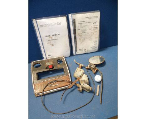 A motor car odds including Ford Zodiak console and clock, an ignition coil, a part wing mirror and a compact Amal 3'79/15 mot