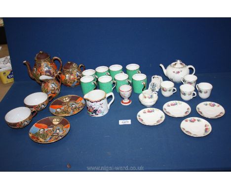 A quantity of china including; Jackson &amp; Gosling  'Grosvenor' coffee cans, dolls tea set (one cup cracked), part oriental