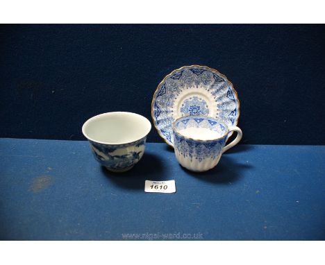 An oriental design tea Bowl with four character mark to base, (small chip and some hairline cracks) together with a Copeland 
