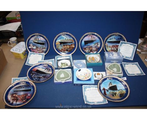 Seven Bradex display Plates of 'Titanic Queen of the ocean' series with certificates together with a small quantity of pin an