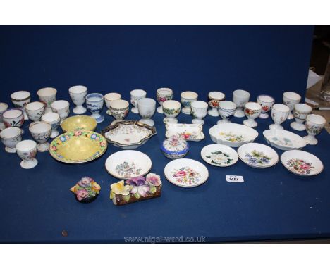 A quantity of china including Minton, Masons, Coalport, Royal Worcester egg cups, posies, miscellaneous trinket dishes includ