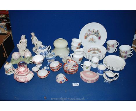 A quantity of miscellaneous china including, a Coronation tea set (milk jug chipped), a child's oriental tea set, lily pad wa