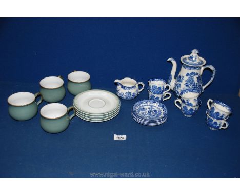 A quantity of Royal Worcester 'Willow' pattern  miniature china comprising of six coffee cups, five saucers, coffee pot and c