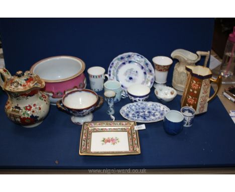 A quantity of china including Wedgwood 'Clio' rectangular dish, Wedgwood water jug, with crack and missing lid, Spode vase, a