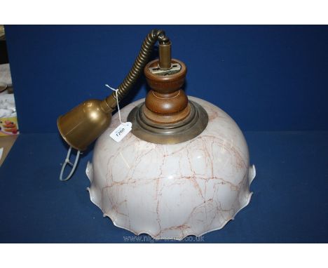 A pendant light shade in marble effect glass. 15 1/2" x 12" approx.