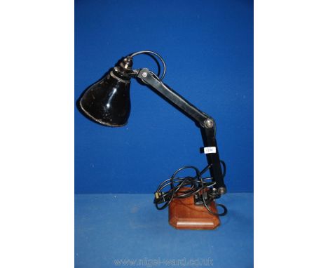 A Gredex industrial machine Lamp in black with brown Bakelite switched lamp holder (reg design No: 727978) converted to a des