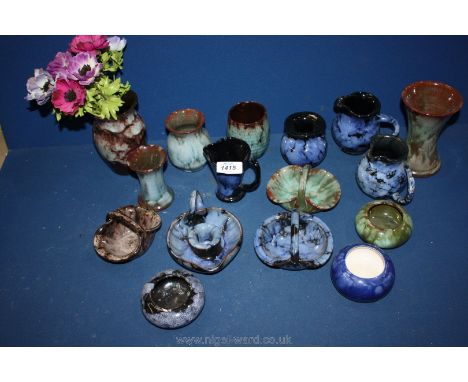A quantity of assorted Ewenny pottery; jugs, small vases, trinket box, etc.