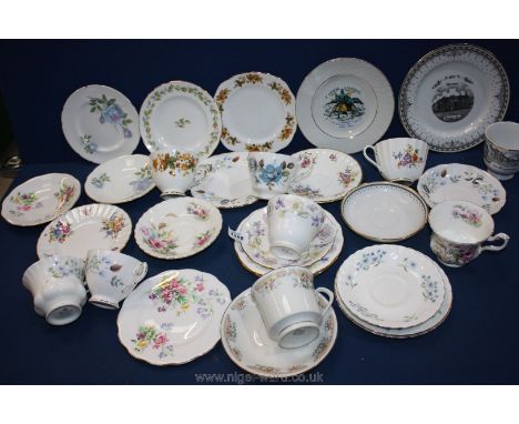 A quantity of miscellaneous trio's to include; Royal Worcester 'Roanoke', Richmond Blue Rock', Bromyard 2001 commemorative et