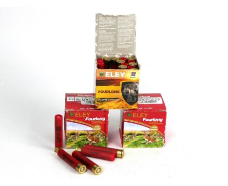 Seventy 410 shotgun cartridges, Eley Fourlong 12.5 gram, 6 shot fibre wad 65 mm. SHOTGUN CERTIFICATE REQUIRED. WE CANNOT POST