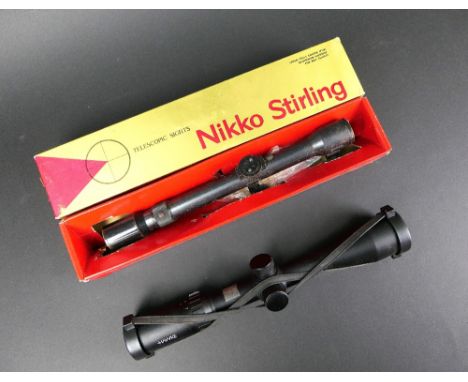 A Hawke Vantage 3-9 x 40 telescopic sight, together with a Vintage scope with post and hair reticle.