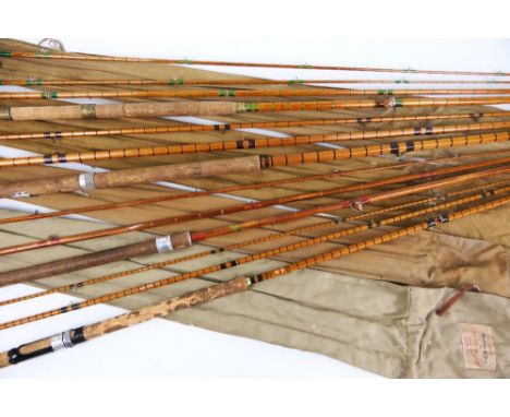 Four split cane trout salmon fly rods, to include Army &amp; Navy.