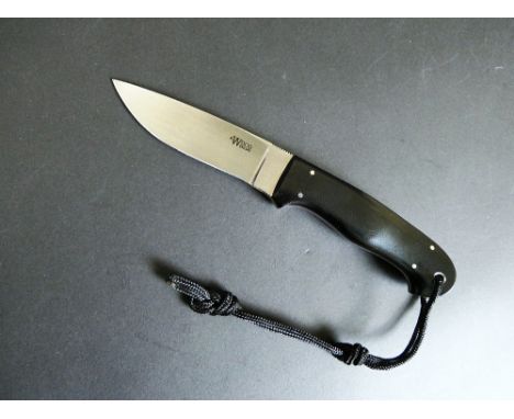 Alan Wood a fixed blade knife, with hollow ground blade stamped A Wood England, with 3 3/4" blade, overall length 20.5 cm, wi