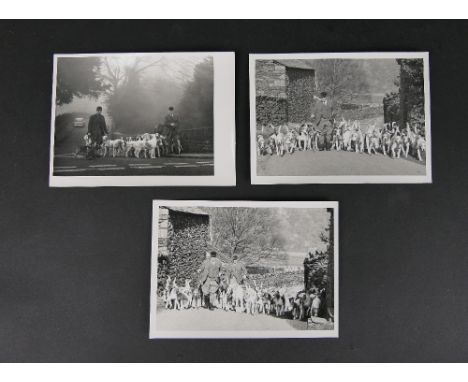 Three vintage Ullswater Foxhounds hunt photographs, circa 1960, featuring Joe Weir huntsman and Maldwyn Williams whip 1960-19