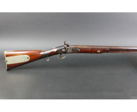 Parker Field &amp; Sons percussion smooth bore muzzle loading gun, (probably 10 bore) with 29" damascus barrel, the lock mark